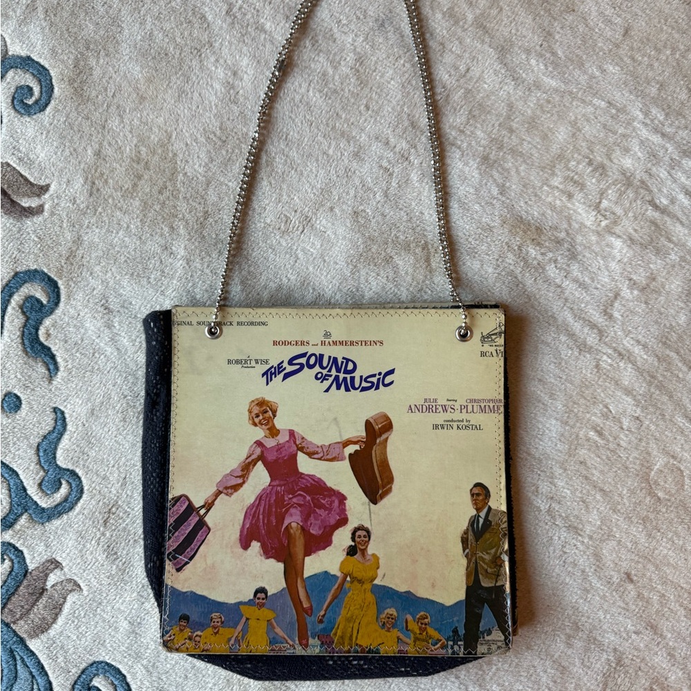 Handmade Vintage Sound Of Music Tote with Colorful Illustration